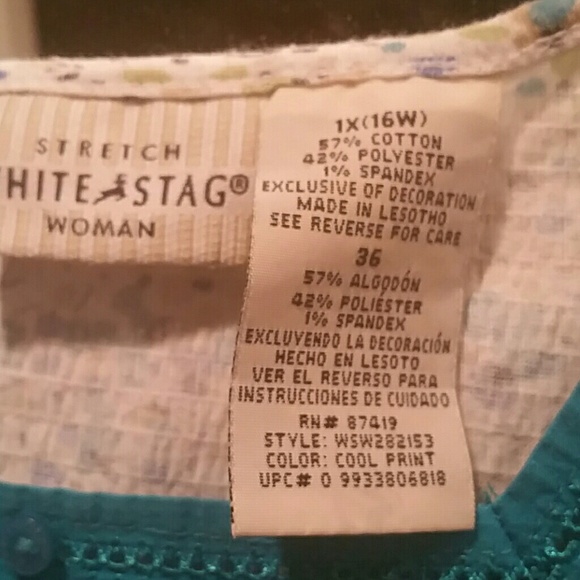 White stag stretch top 1x 16W white teal multi - Picture 4 of 4