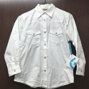 Cute white button down bling shirt.