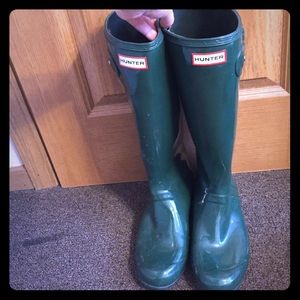 Tall pack able green hunter boots