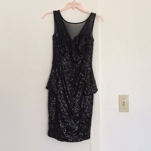 Bebe Sequined Little Black Dress
