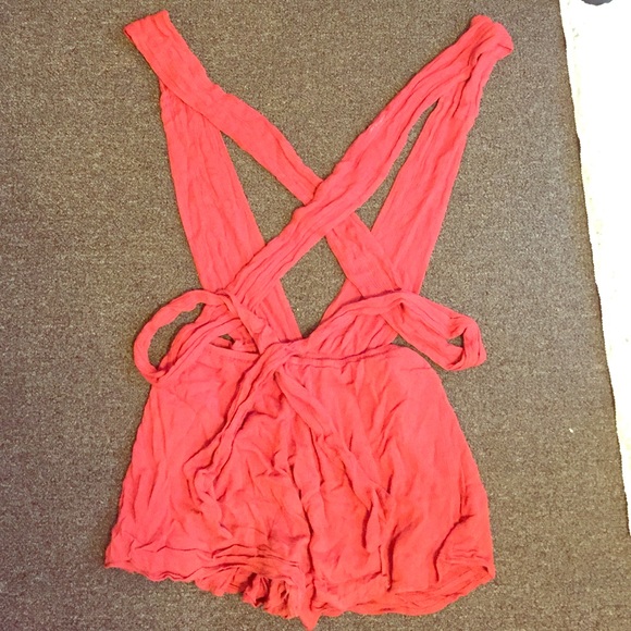 Tobi Criss Cross Rust Red Romper - image 1