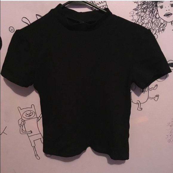 American Apparel black mock neck tee