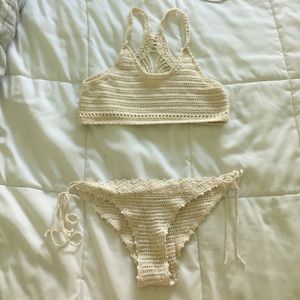 Cream colored, crochet, bikini