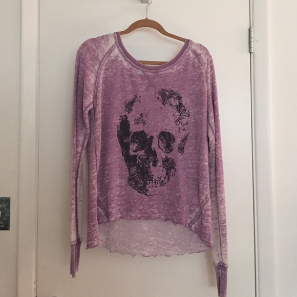 Purple skull destroyed sweatshirt