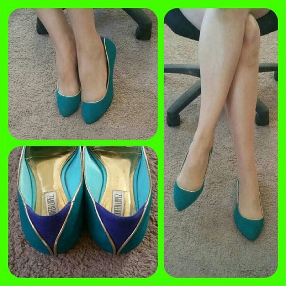 Jennifer Lopez Shoes - Gold trimmed Suede Flats