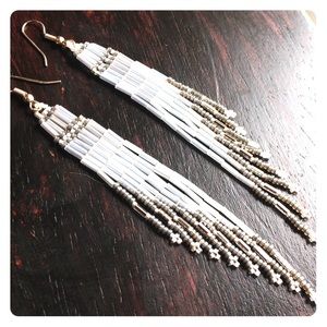 Beaded Smokey Opal Shoulder Duster Earrings