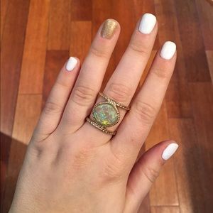 Opal and gold plated ring