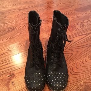 Studded Black Combat Boots