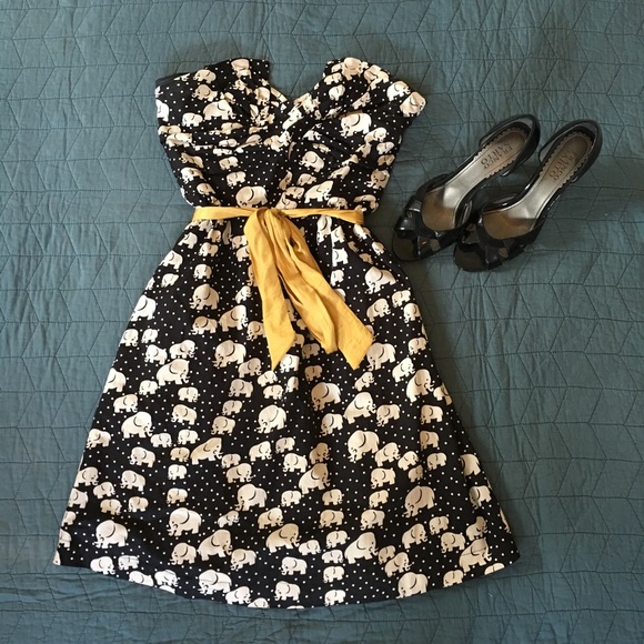 Anthropologie strapless elephant dress