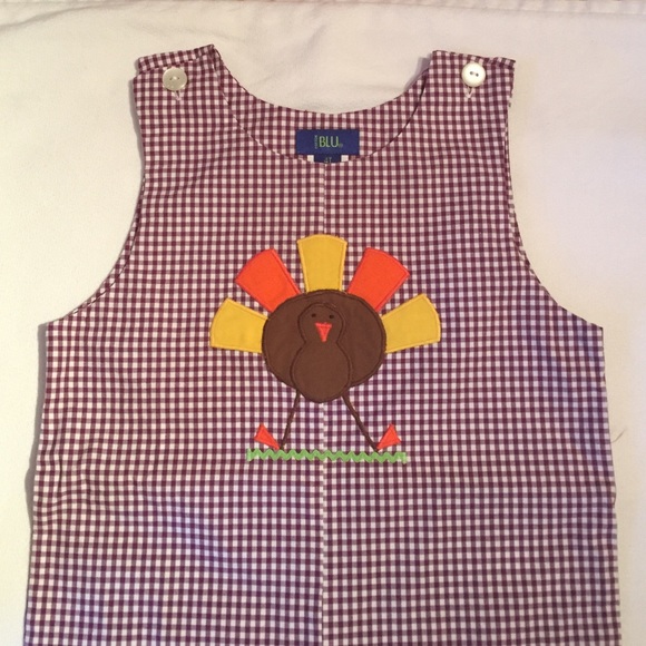 Boy's turkey embellished shortalls 4T