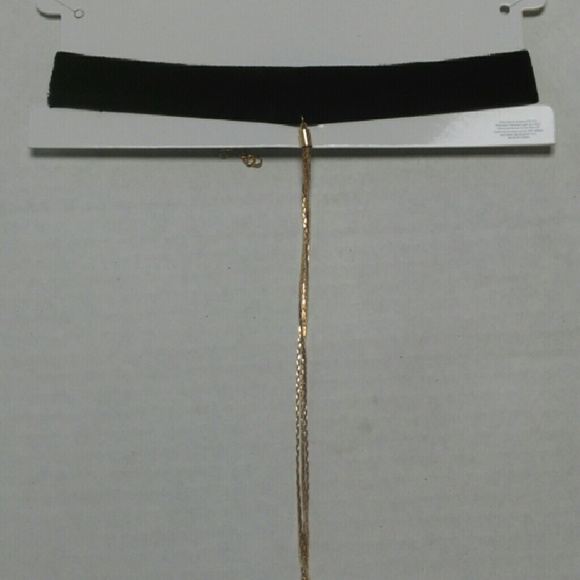 Black Velvet long chain gold tassel choker - Picture 2 of 4