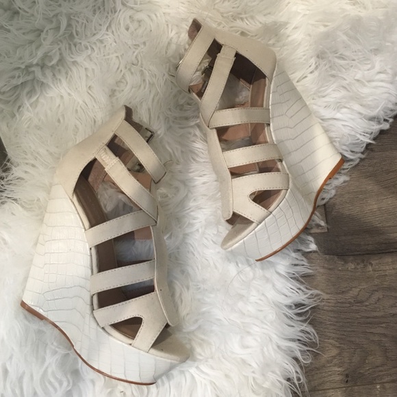 Taupe sandal wedge heels