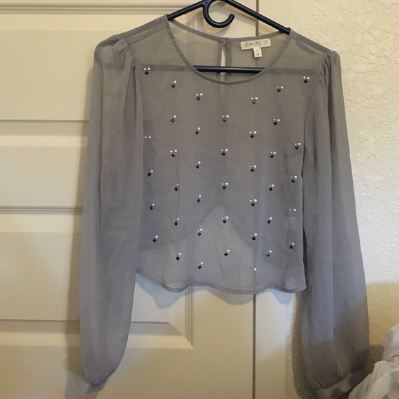 Long sleeve chiffon cropped blouse - Picture 1 of 3