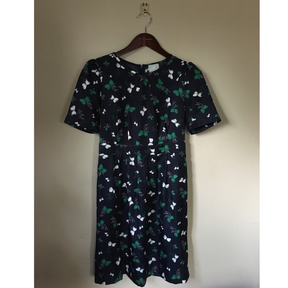 Karen Walker dress Anthropologie sz 6 navy print