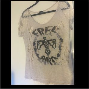 Buckle distressed 'Free Bird' top