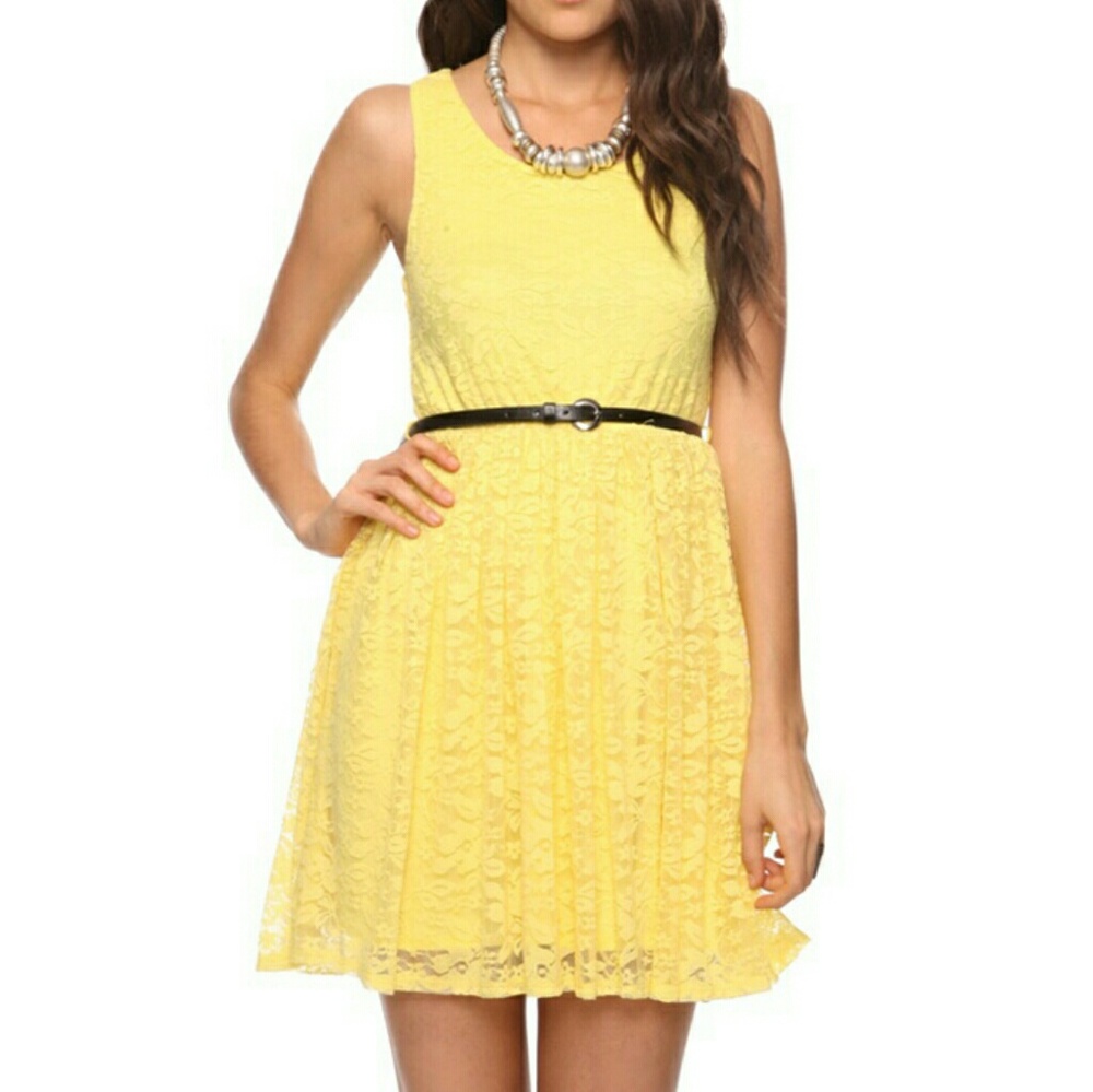 Forever 21 Bright Yellow Lace Dress