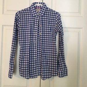 Blue Gingham Button Down Shirt - Banana Republic