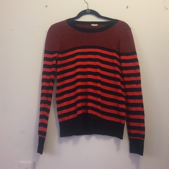 J Crew Red and Navy Striped Sweater - size medium - Picture 1 of 4