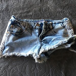 Acid wash shorts