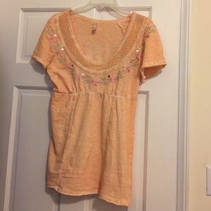 Free people peach/light orange top