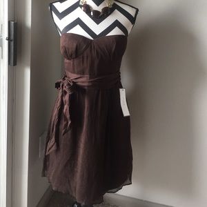 J Crew chocolate brown strapless dress