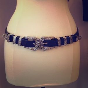 Black double buckle belt