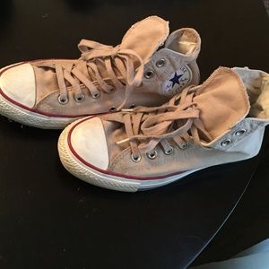 Tan high top converse