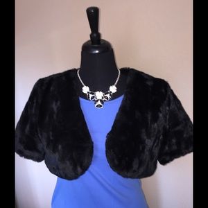 Black faux fur shrug
