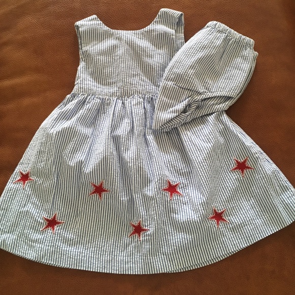 Girls size 12-18 mth Navy/white Stripe Red Stars