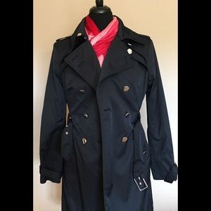 White House Black Market Trench Coat - black