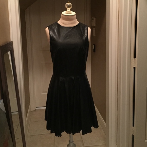 5/48 Black Pleather dress. NWT Size L Saks Fifth