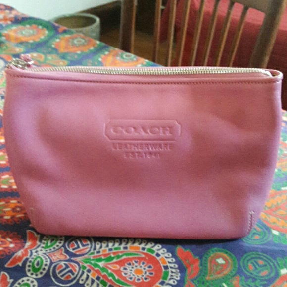 Coach  pink leather toiletry/make up bag