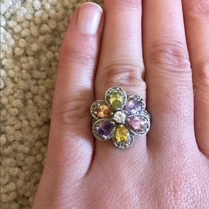 Multicolored flower ring