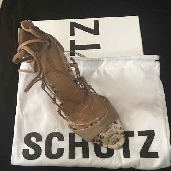Schutz Brush Sand Strappy Heel