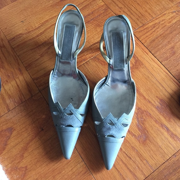 Christian Lacroix grey sling back pumps