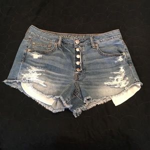 Stressed hi-rise American eagle shorts