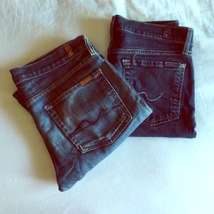 2 pairs of 7 for all mankind Roxanne skinnies