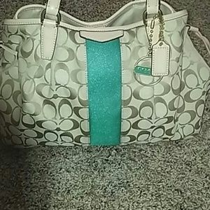 Emerald/khaki coach bag