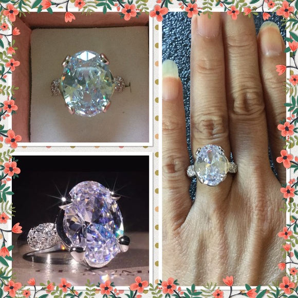 White topaz gemstone 925 silver filled ring - Picture 2 of 2