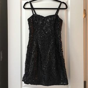 H and M black sequin dress with convertible straps