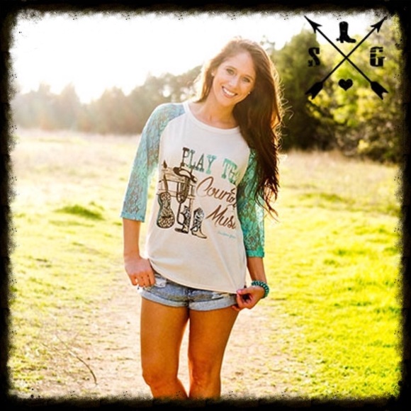 Play That Country Music w/Watercolor Lace Sleeves - Picture 2 of 2