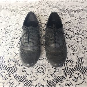 Dark Grey Oxford Flats