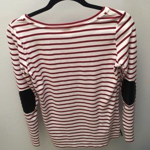 Striped  shirt with black pleather elbows patches