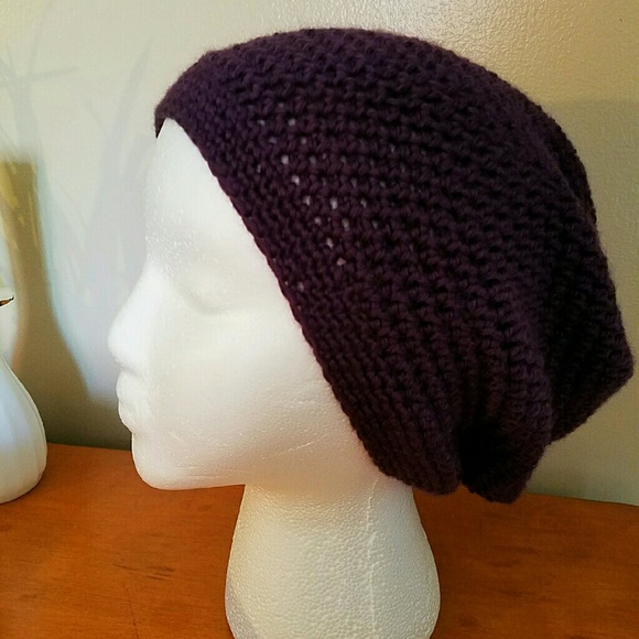 Handmade, deep plum purple slouch hat