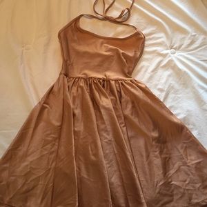 American apparel nylon tricot skater dress in gold