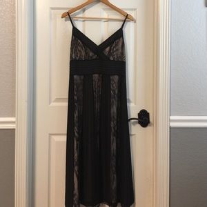 Beautiful black lace dress with nude underlay