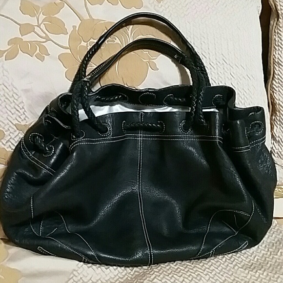 Italian Black Calf leather large tote