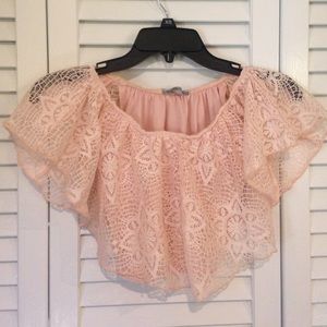 Pink lace crop top