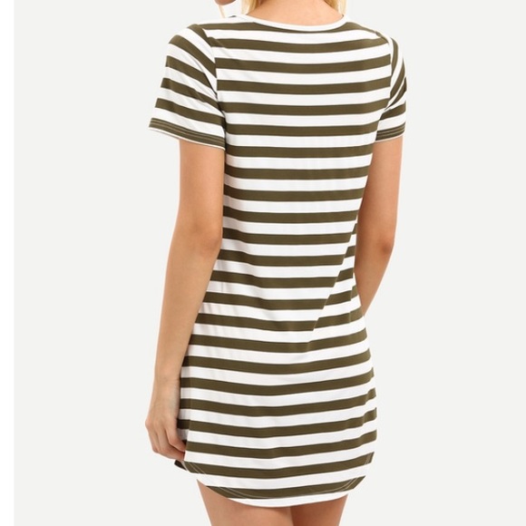 Green Striped T-Shirt Dress CLEARANCE - Picture 2 of 2