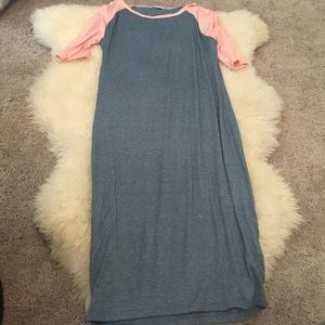 Lularoe grey and pink jersey dress small